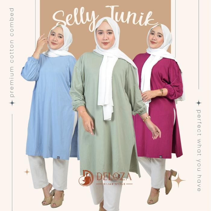 Selly Tunik Dress Oversize s Tangan Balon Jumbo by Deloza