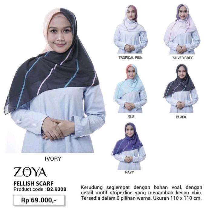 ZOYA Fellish Scarf Anesca Scarf Kerudung Segiempat Zoya Hijab Zoya
