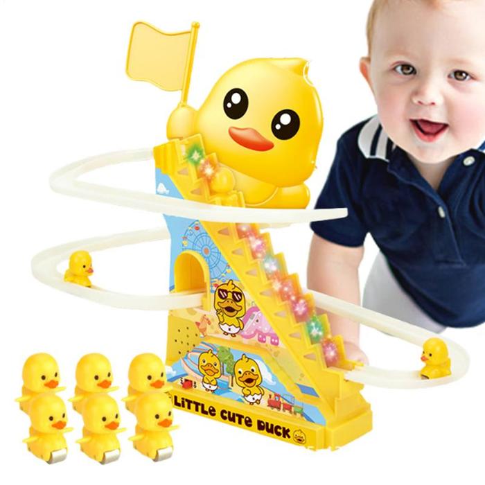Small Ducks Climbing Toys Electric Duck Slide Roller Coaster Toy Duck Roller Electric Track Slide St