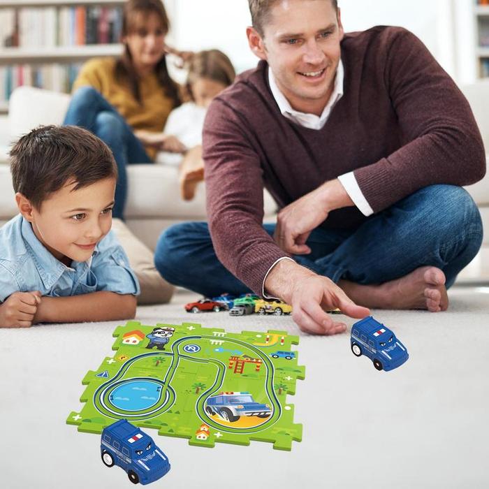 Puzzle Track Car Play Set Puzzle Track Car Playset Educational Railcar Floor Puzzle Toy Puzzle Track