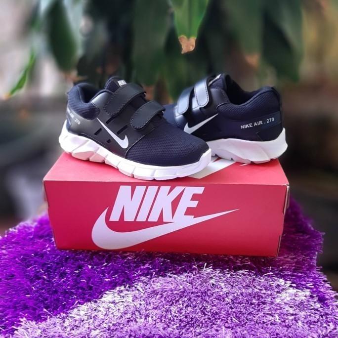 (Langsung Diproses) AIR MAX 270 PEREKAT KIDS SEPATU ANAK SEKOLAH BLACK WHITE MURAH BARU