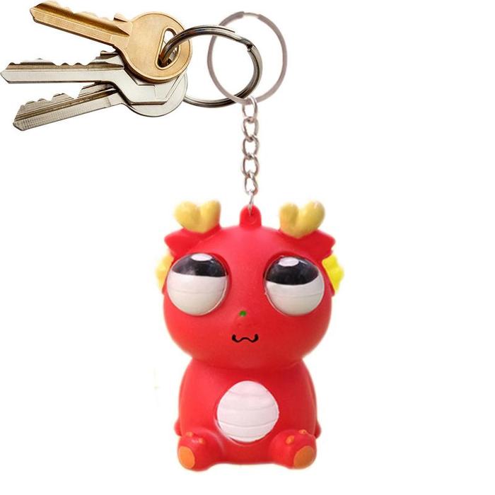 Eye Popping Fidget Toy Animal Squeeze Keyring Stress Relief Keychain Toys Mochi Toy Cute Dragon Keyc