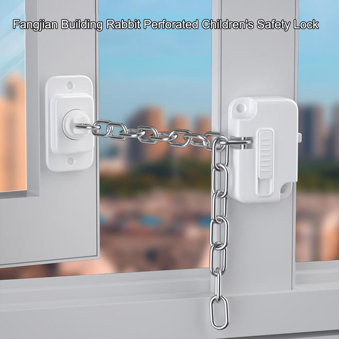 Window Frame Safety Chain Lock Self Adhesive Window Limiter Lock No Drilling Adjustable for UPVC Woo
