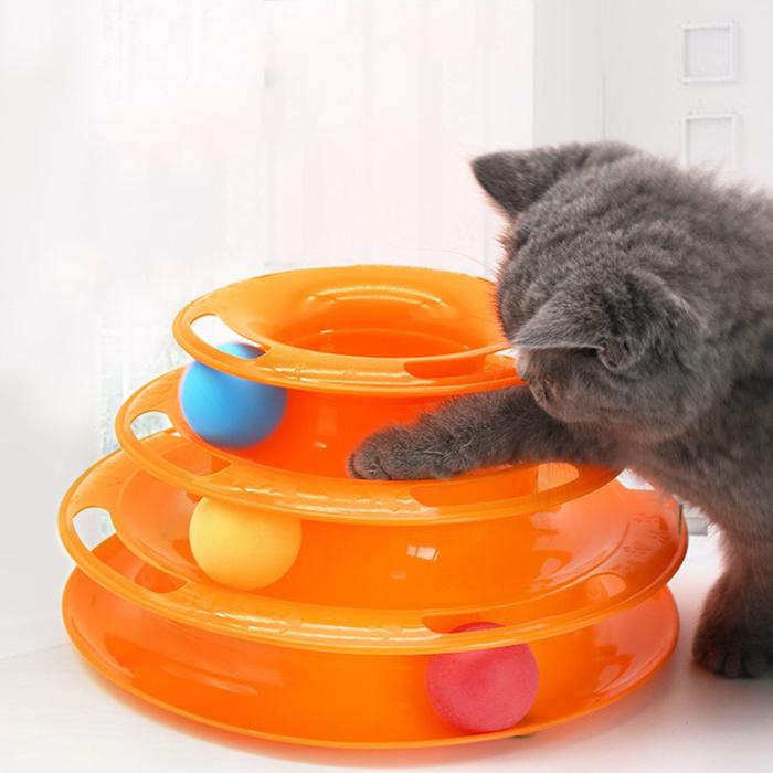 Pet Cat Toy Three-Layer Ball Cat Turntable Cat Interactive Educational Track Toy Cat Space Tower Pla