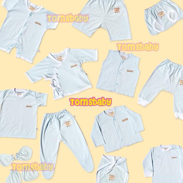 Kiddos- [BIRU 0-3m SML] CHIYO BABY 1pcs Baju Kimono Celana Jumper Romper STK Topi Popok Tali Bayi Ba