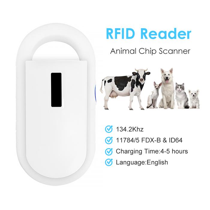 Rechargeable 134.2Khz Animal Microchip Rfid Reader | Pt160 Handheld Digital Id Pet Chip Scanner For 