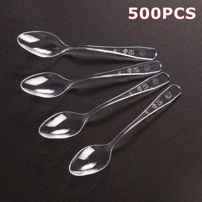 500pcs/100pcs Disposable Dessert Scoop Sundae Ice Cream Trial Scoops Birthdays Cakes Transparent Spo