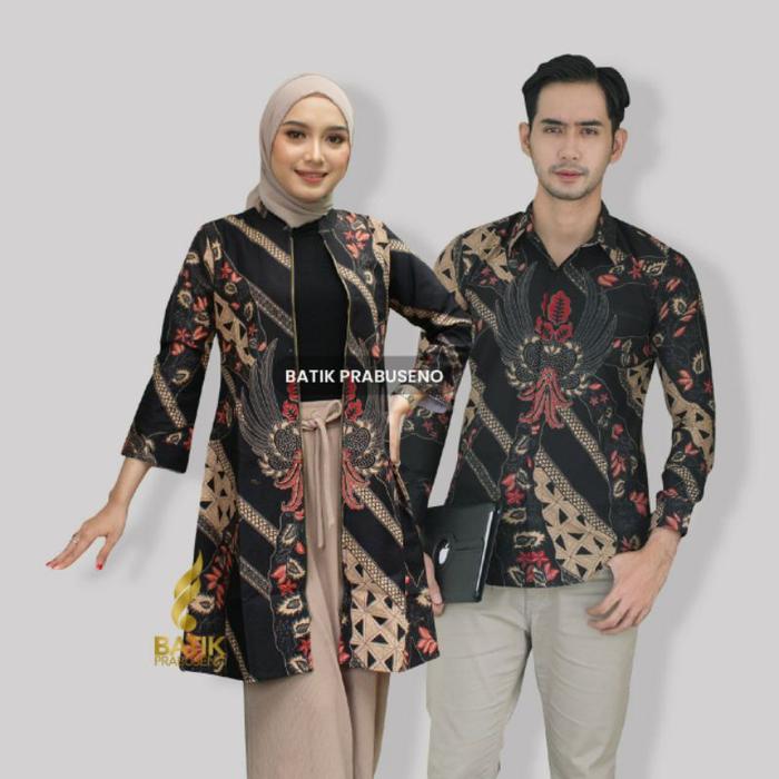 new baju atasan batik couple cowok cewek cendana lengan panjang full furing seragam kerja kondangan 