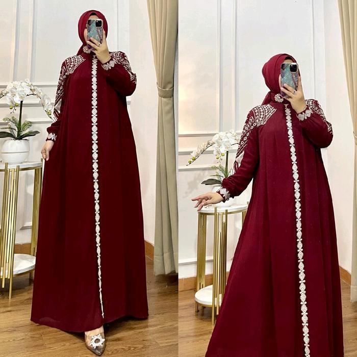 Nura Collection Official - Nuriel Shop - Hilwa Bordir - Baju Gamis Wanita Model Terbaru Bahan Ceruty