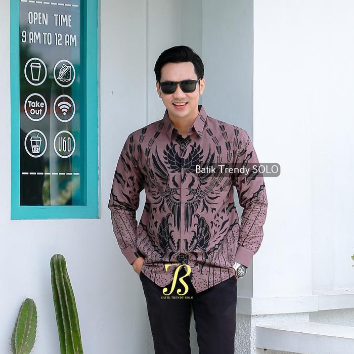 new hem kemeja baju batik pria cowok laki laki slimfit full lapis furing lengan panjang lengan pende