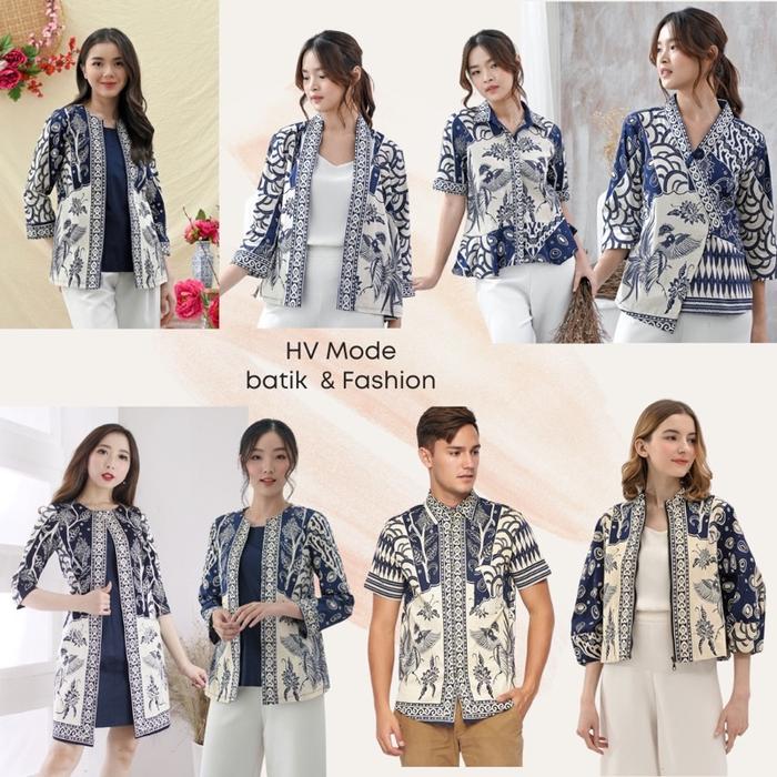 new dres batik ht navy - kemeja pria - outer batik - blouse batik - 252 ht - 242ht - 241ht - 208ht -