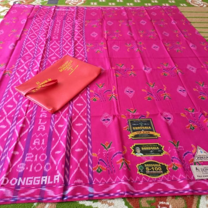 sarung Donggala Motif Kembang S100 Full Sutra - pink