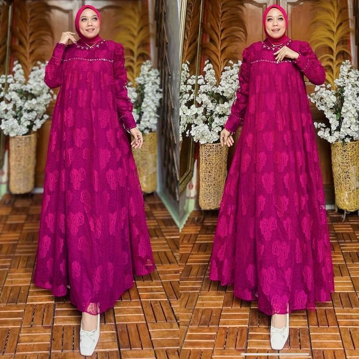 GAMIS HAIFA VOLL2 BRUKAT MAWAR COUPLE IBU DAN ANAK by OHC
