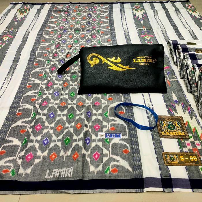 sarung lamiri songket timbul sutra - putih