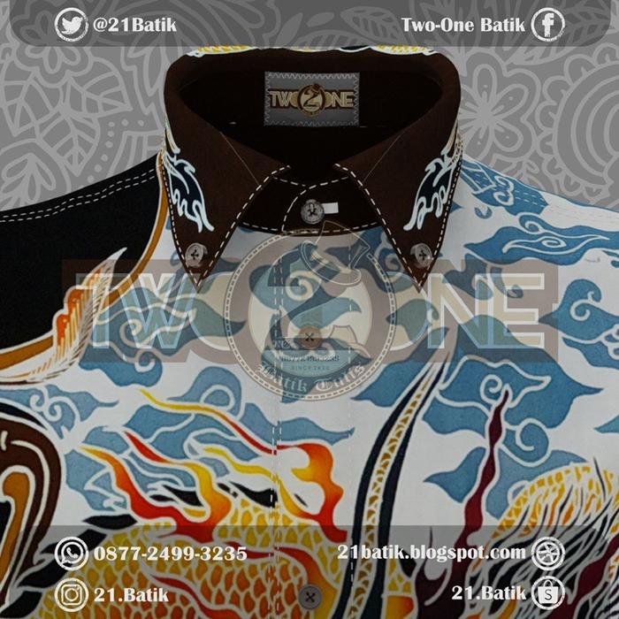new batik tulis kemeja pria motif naga dan keris nogososro (free masker batik)