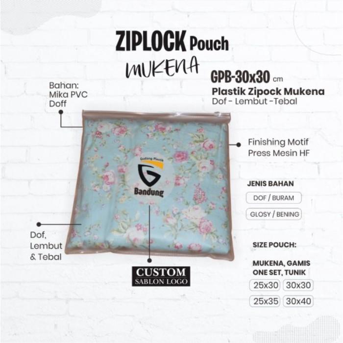 Harga (per 100 pcs) Plastik Ziplock Mukena Custom Sablon Pouch Zipper Kemasan Mukena Dewasa Travel T