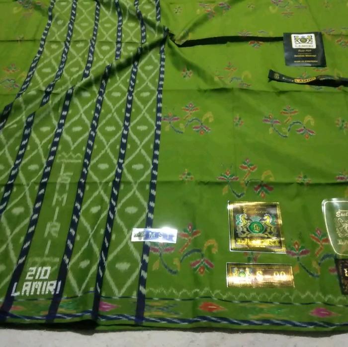 sarung lamiri full sutra 100% MST S90 kembang jahit tengah Muslim Dewasa Kain Lembut Tenun Mewah - h