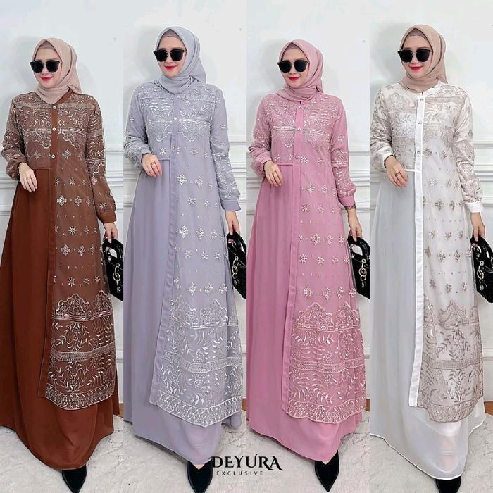 SyariStyle- Alena Gamis Cerruty Tile Bordir Premium by Deyura