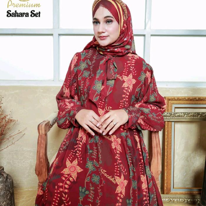 SyariStyle- Gamis Sahara Set Soekha Full Ceruty Printing