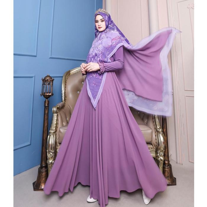 SyariStyle- Savina Series Set Syari Muslim Motif Bunga Bahan Lembut Cantik Premium | ZC Syar’i Mewah