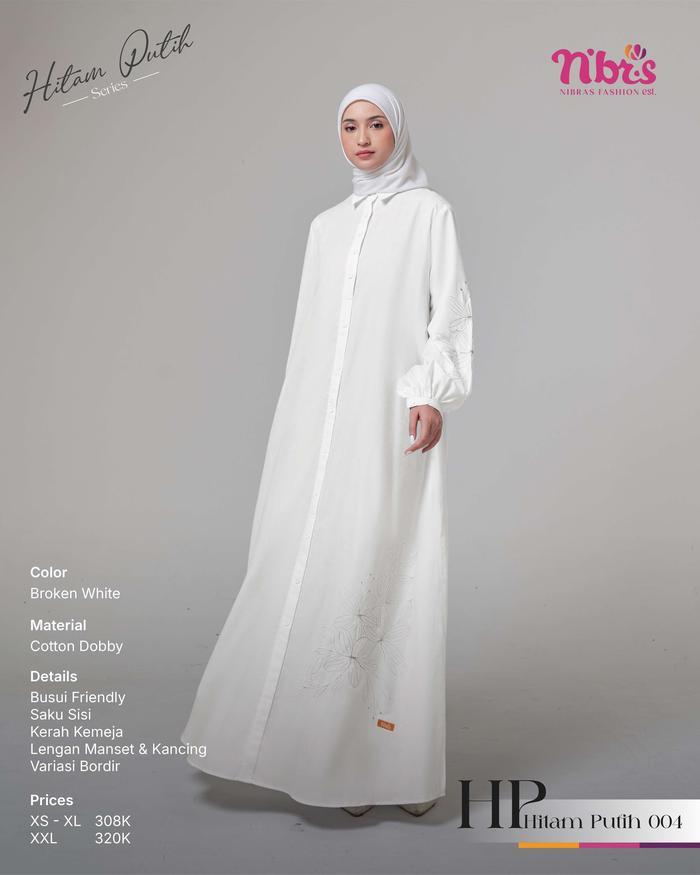 SyariStyle- Gamis Nibras Terbaru HP 004 Gamis Hitam Putih Poos Termurah Gamis Haji dan Umroh Terbaru