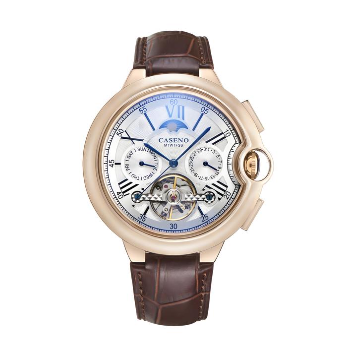 Jam Tangan Pria Tourbillon Mechanical Watch Belt Tourbillon Mechanical Watch Atmospheric Men's Autom
