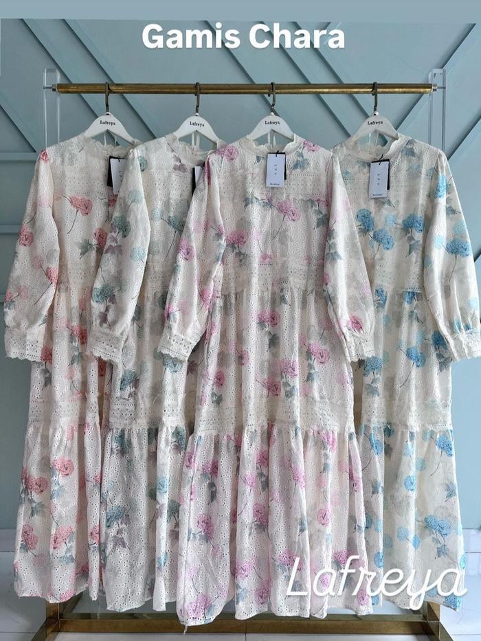 SyariStyle- Cleome Lafreya Gamis Chara Kyo Sofia Fashion Muslim Wanita LFY Fit Katun Bordir Motif Go
