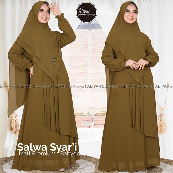 SyariStyle- Gamis salwa syar'i /Original ALIYAR By Awliya /ceruty babydoll premium/kerudung dua laye