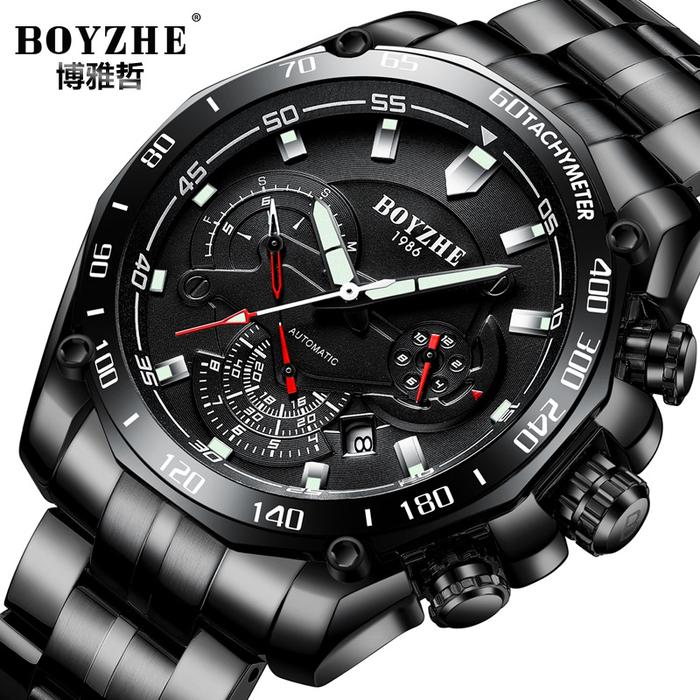 Jam Tangan Pria BOYZHE men's watch automatic mechanical watch multi-functional men's watch transpare