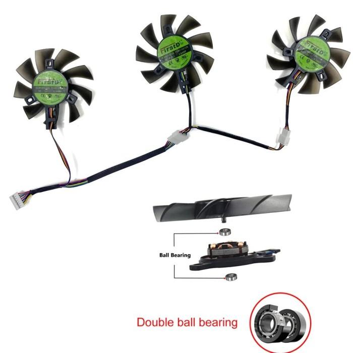 INS 3PCS 75MM BALL COOLING FAN GTX 1660 RX5700 RX5700XT GPU FAN FOR ASUS GTX 1660TI 1660SUPER RX 570