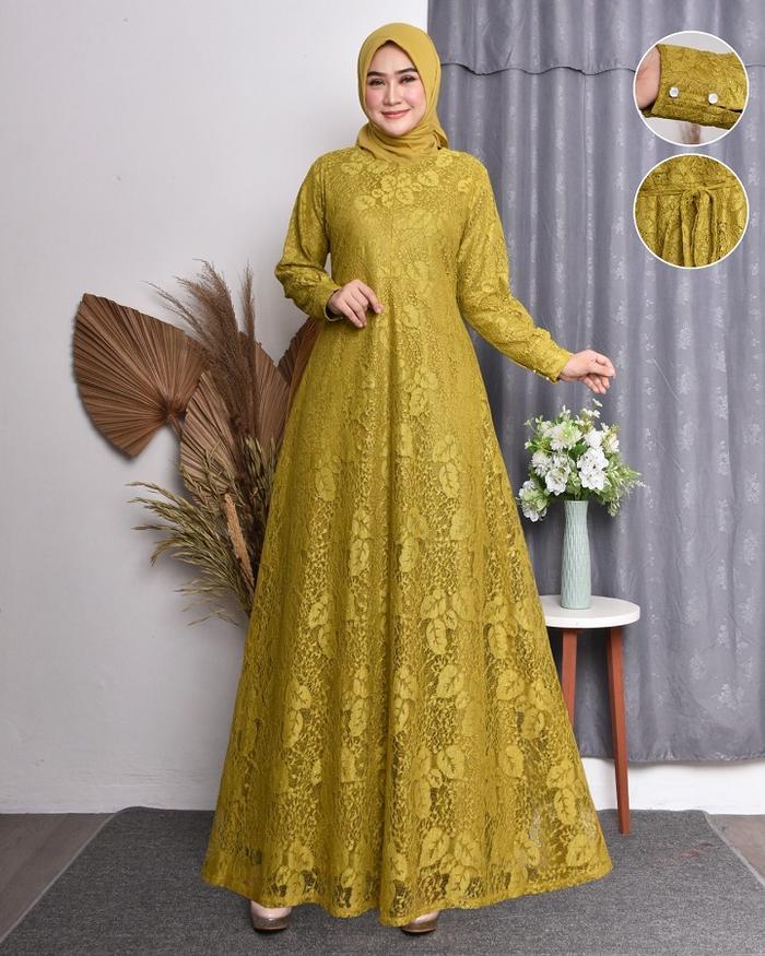 SyariStyle- [TERMURAH ] `Baru` Gamis Soraya Dress Brukat Full Remaja Dewasa Wanita Fashion Pesta Kon