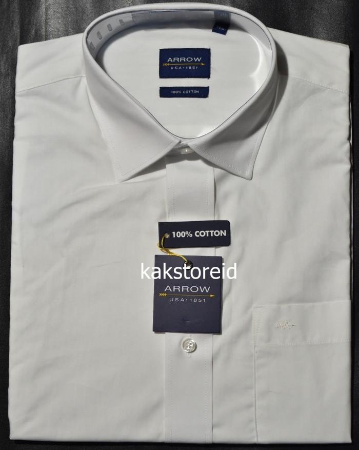 GentStyle- Kemeja Pria Formal Lengan Pendek ARROW Putih Polos Reguler ARR 201 ORI