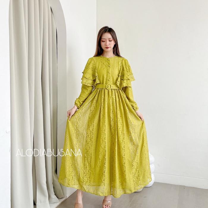 SyariStyle- Dress Brukat Malika Revina New Product Busana Muslimah Dress Terbaru Adem dan Halus Bisa