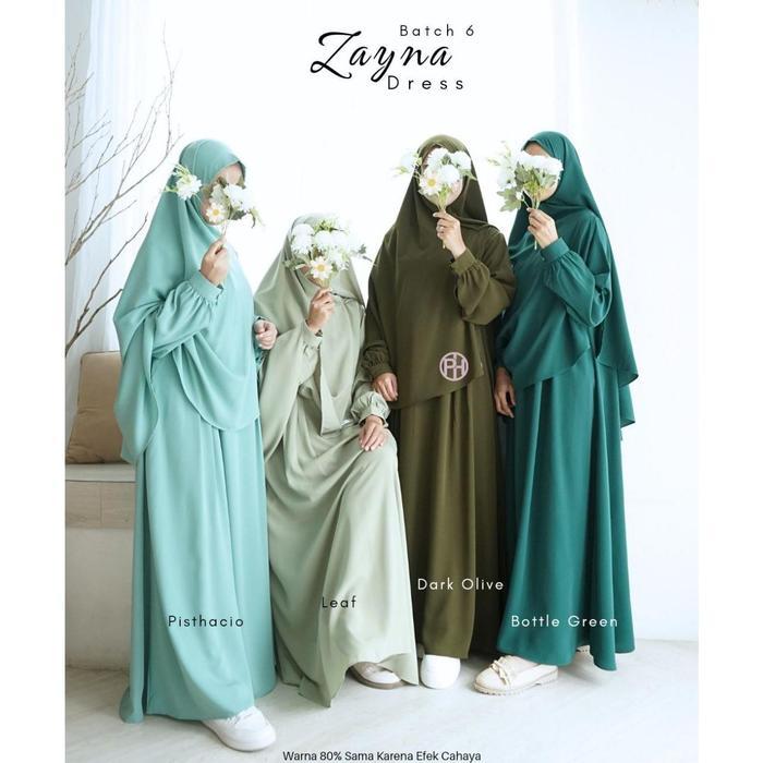 SyariStyle- Gamis Zayna | by Pelangi Hijab PH | busui friendly | bahan wolfis | saku resleting