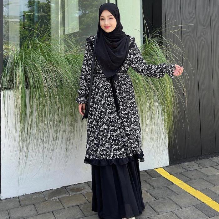 SyariStyle- Aliyah Kyungmi Dress Series Gamis Bunga by Studhijabstore Ceruty Motif Kondangan Muslim