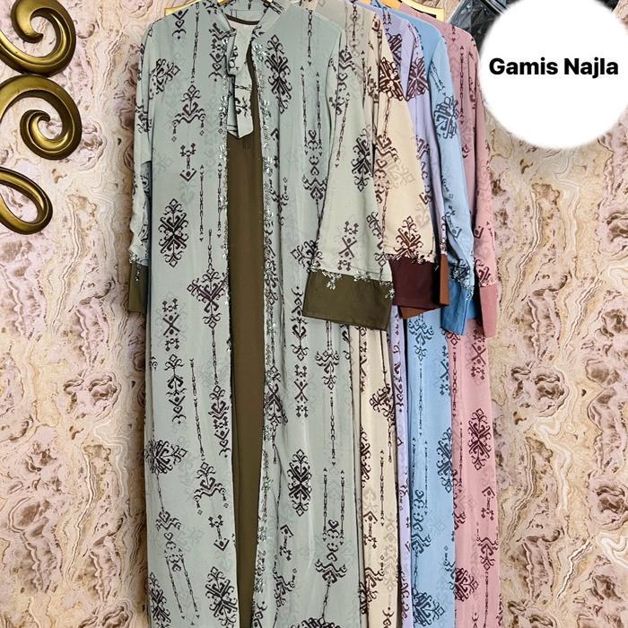 SyariStyle- Gamis Najla Oneset [ BISA COD | GAMIS ONESET CERUTY PRINT PAYET MEWAH ELEGANT BY AINSHOP