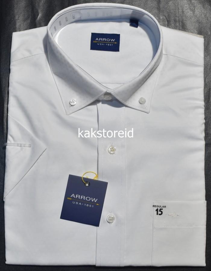 GentStyle- Kemeja Pria Formal Lengan Pendek ARROW Putih Motif Reguler ARR 249 ORI