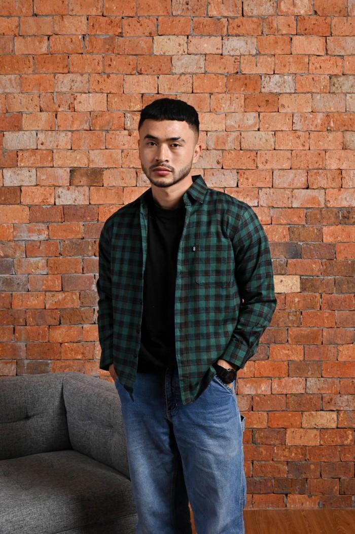 GentStyle- BROODIS Flanel Kemeja Pria Motif Terbaru Green Cortney