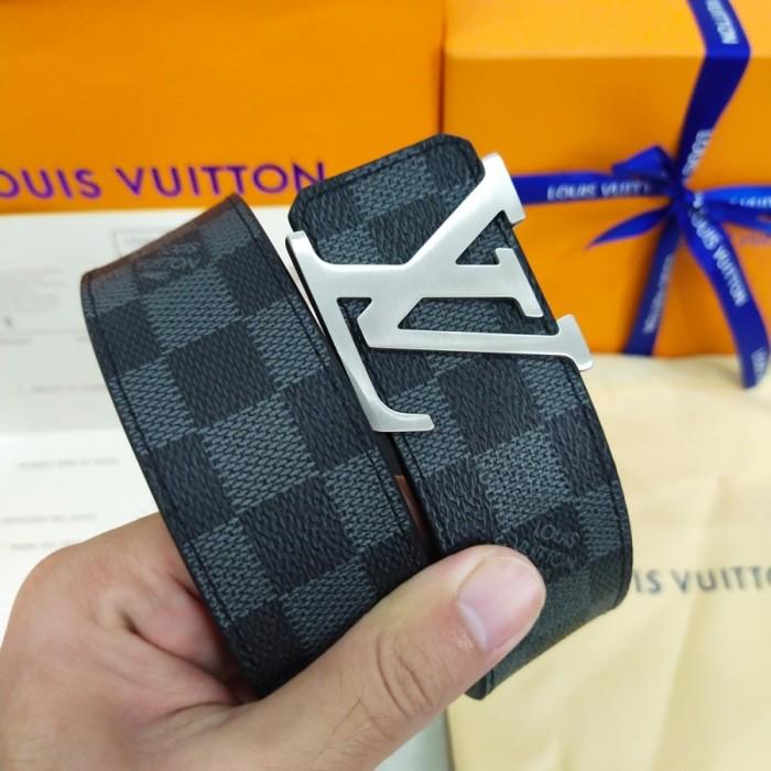 DIJUAL   Ikat pinggang LV Belt Premium Mirror Original - Damier Graphite - kepala silver, 95cm celan