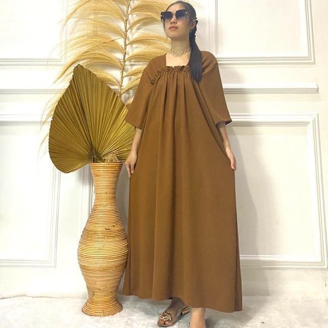 Beautica- Dress Fuji Bahan Crinkle Airflow Baju daster remaja panjang semata kaki gadis Casual Wanit