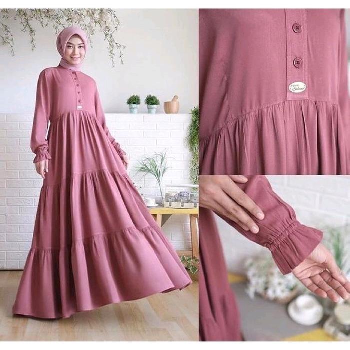 SyariStyle- Gamis salvina katun rayon size 3L 4L 5L