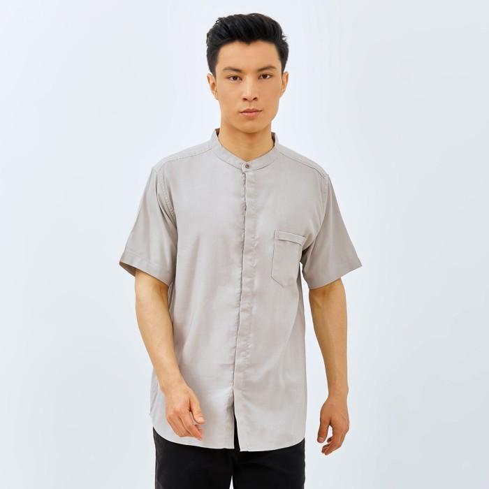 GentStyle- M231 Kemeja Pria Shanghai Polos Oxford Pendek Abu 2975F