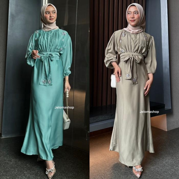 SyariStyle- Riri gamis / gamis lebaran satin silk / busui fiendly