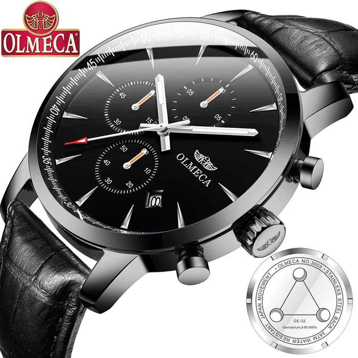 Jam Tangan Pria OLMECA hot-selling cross-border Men's Watch Sapphire germanium stone Health Care Mul