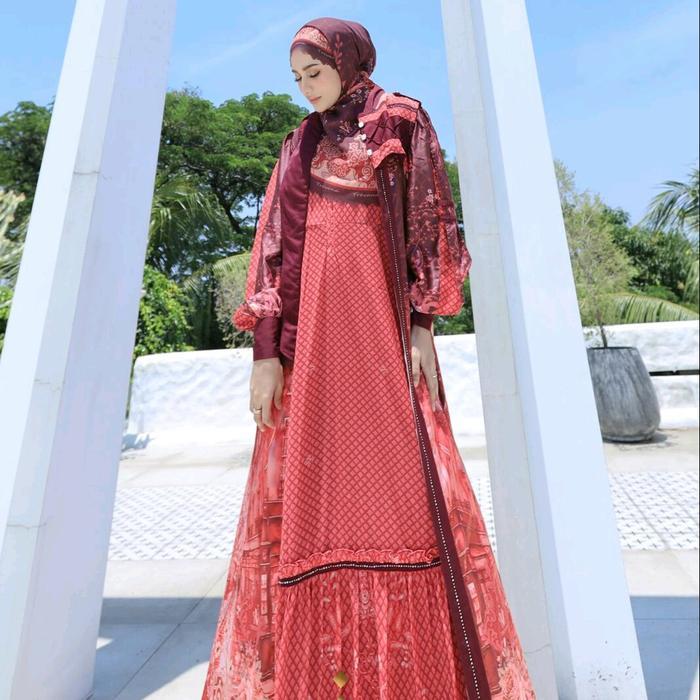 SyariStyle- Gamis Mazaya Set Scarf 3in1 Trevana Full Silky Printing Muslim Wanita