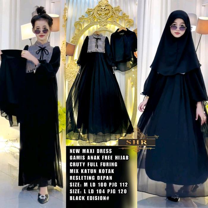 SyariStyle- SHR NEW!! MAXI DRES KIDS ROMPI CERUTY KOTAK PREMIUM SHR