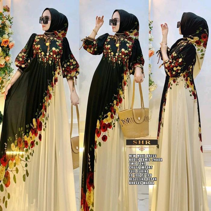 SyariStyle- COD GAMIS ORI SHR TWOTONE MAWAR PREMIUM