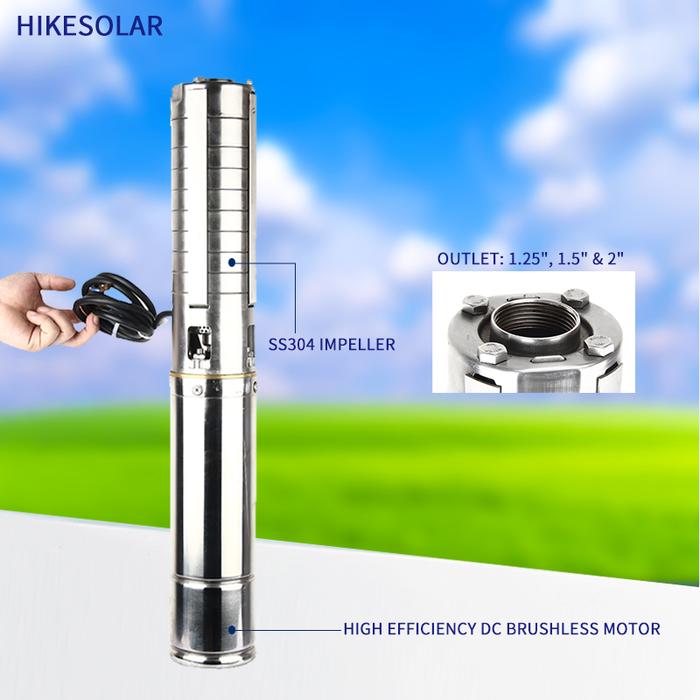 Hybrid 1.5HP Brushless deep well pump agricultural irrigation solar water pump Submersible Max Head 
