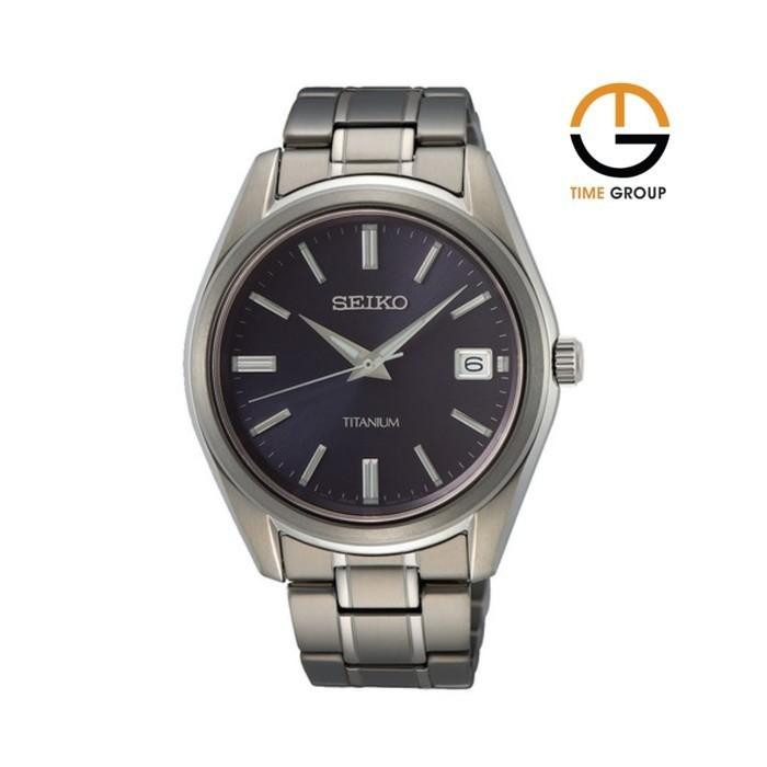 JAM TANGAN PRIA SEIKO TITANIUM SUR373P1 ANALOG STAINLESS BONUS PIN PUSHER ORIGINAL