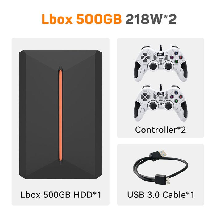 Top! Launchbox 500GB Game Hard Drive Portable Gaming HDD with 3700+PC/3D Games for PS4/PS3/PS2/Wii/W